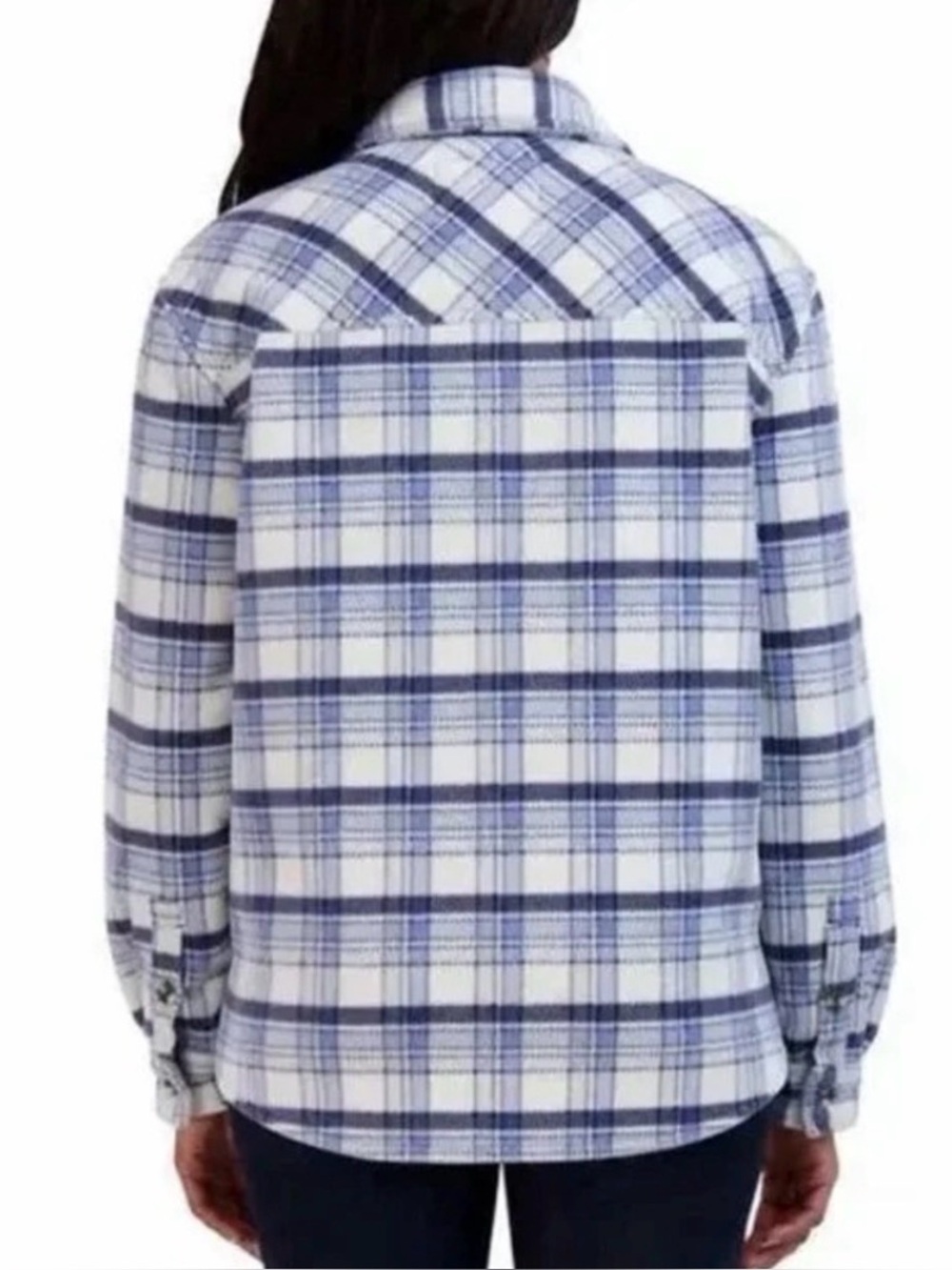 Sage Collective Blue Plaid Sherpa Lined Shacket Jacket L - Picture 11 of 11